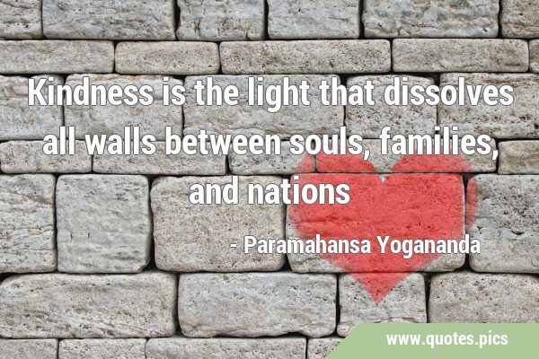 Kindness is the light that dissolves all walls between souls, families, and …