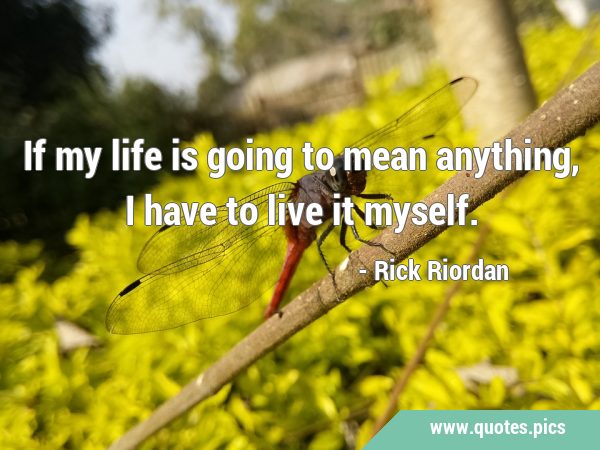 If my life is going to mean anything, I have to live it …