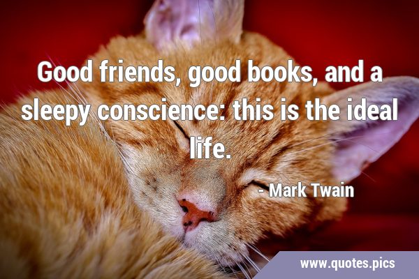 Good friends, good books, and a sleepy conscience: this is the ideal …
