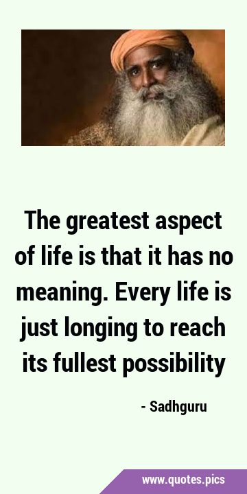 The greatest aspect of life is that it has no meaning. Every life is just longing to reach its …