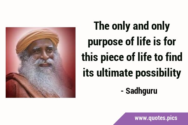 The only and only purpose of life is for this piece of life to find its ultimate …