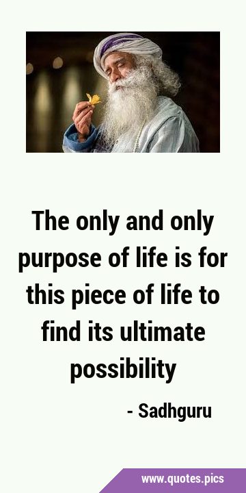 The only and only purpose of life is for this piece of life to find its ultimate …