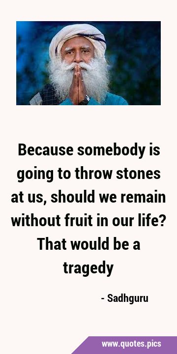 Because somebody is going to throw stones at us, should we remain without fruit in our life? That …