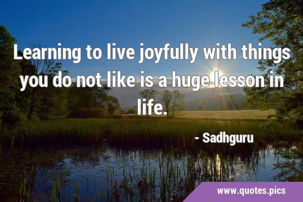 Learning to live joyfully with things you do not like is a huge lesson in …