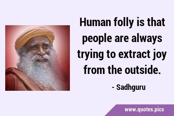 Human folly is that people are always trying to extract joy from the …