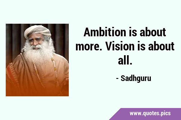Ambition is about more. Vision is about …