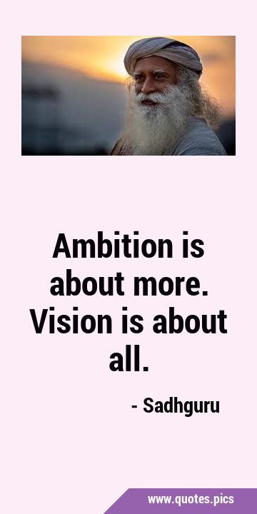 Ambition is about more. Vision is about …