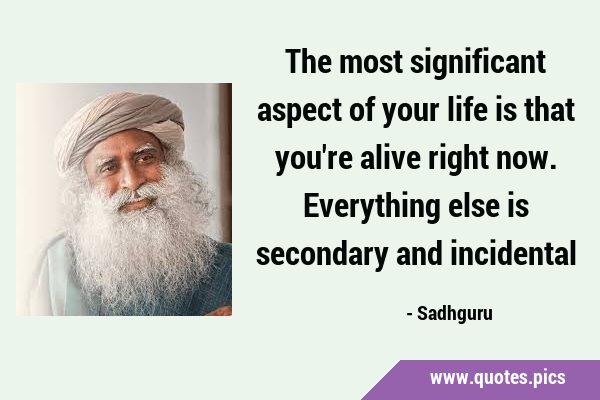 The most significant aspect of your life is that you