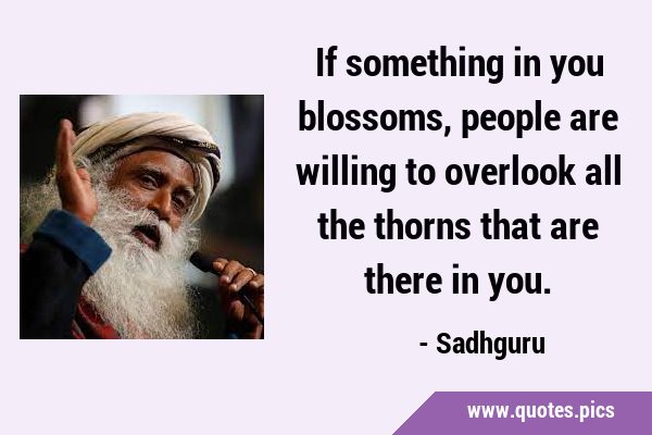 If something in you blossoms, people are willing to overlook all the thorns that are there in …