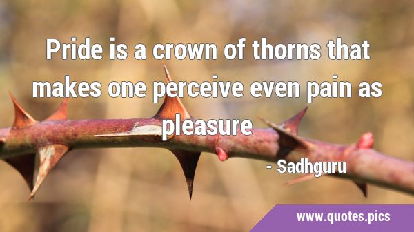 Pride is a crown of thorns that makes one perceive even pain as …