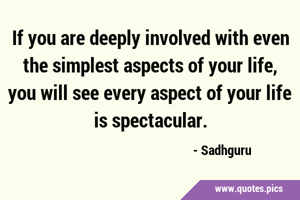 If you are deeply involved with even the simplest aspects of your life, you will see every aspect …