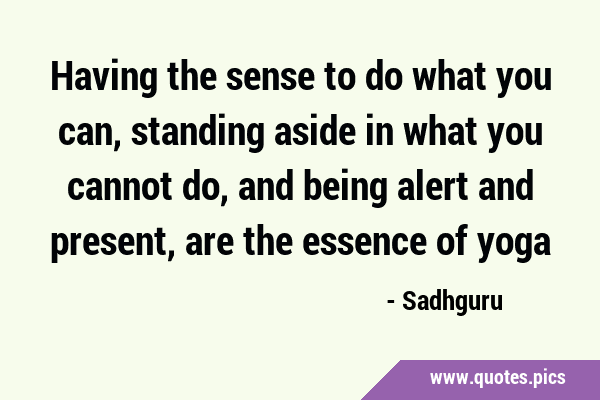 Having the sense to do what you can, standing aside in what you cannot do, and being alert and …