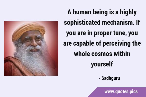 A human being is a highly sophisticated mechanism. If you are in proper tune, you are capable of …