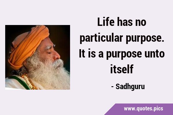 Life has no particular purpose. It is a purpose unto …
