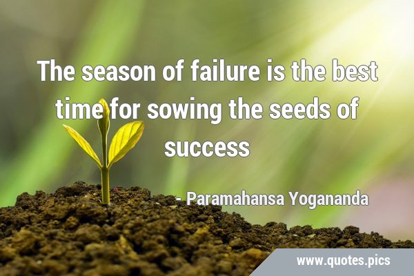 The season of failure is the best time for sowing the seeds of …
