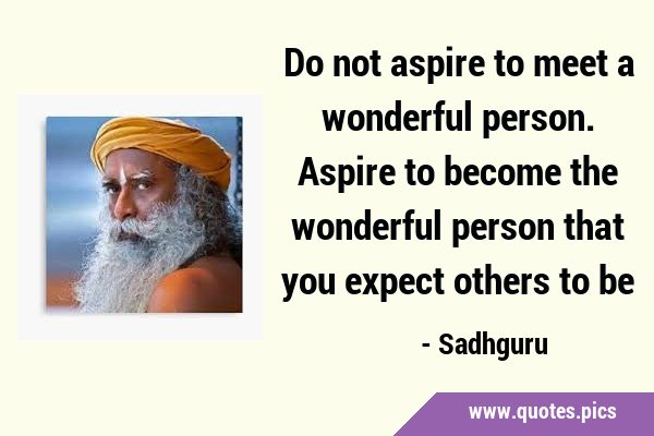Do not aspire to meet a wonderful person. Aspire to become the wonderful person that you expect …