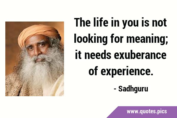 The life in you is not looking for meaning; it needs exuberance of …