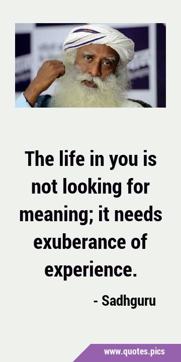The life in you is not looking for meaning; it needs exuberance of …
