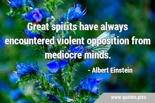 Great spirits have always encountered violent opposition from mediocre …