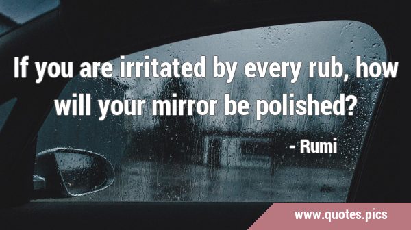 If you are irritated by every rub, how will your mirror be …