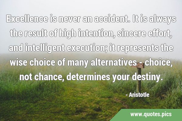 Excellence is never an accident. It is always the result of high intention, sincere effort, and …