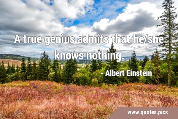 A true genius admits that he/she knows …