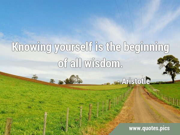 Knowing yourself is the beginning of all …