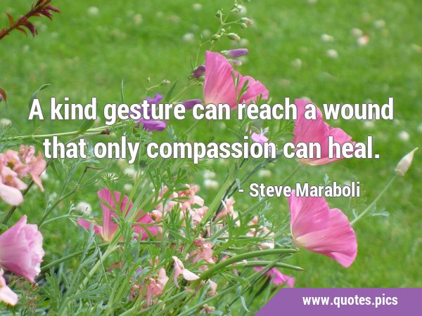A kind gesture can reach a wound that only compassion can …