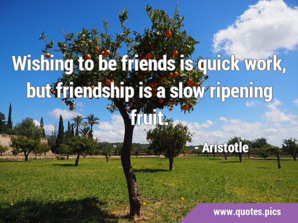 Wishing to be friends is quick work, but friendship is a slow ripening …
