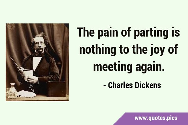The pain of parting is nothing to the joy of meeting …