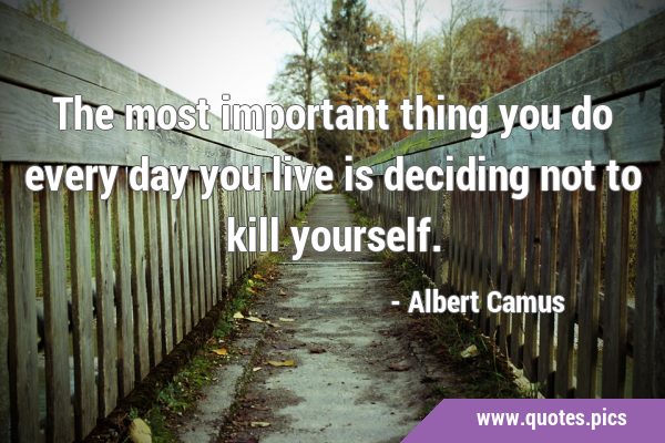 The most important thing you do every day you live is deciding not to kill …