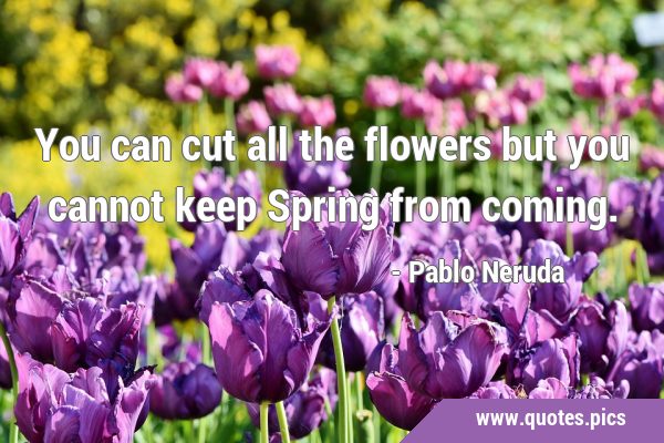 You can cut all the flowers but you cannot keep Spring from …