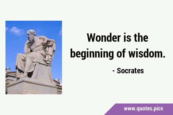 Wonder is the beginning of …