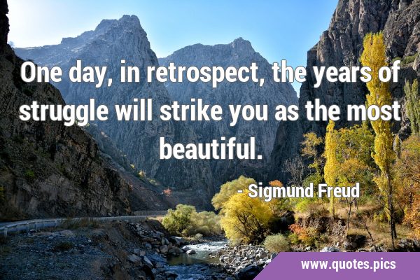 One day, in retrospect, the years of struggle will strike you as the most …