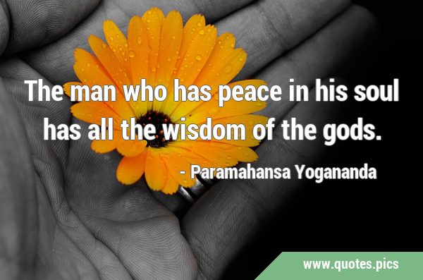 The man who has peace in his soul has all the wisdom of the …
