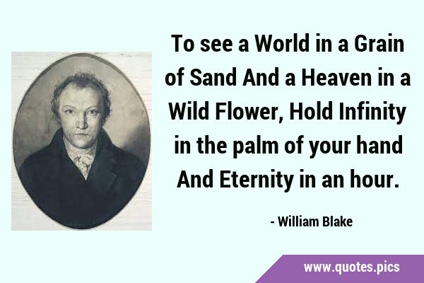 To see a World in a Grain of Sand And a Heaven in a Wild Flower, Hold Infinity in the palm of your …