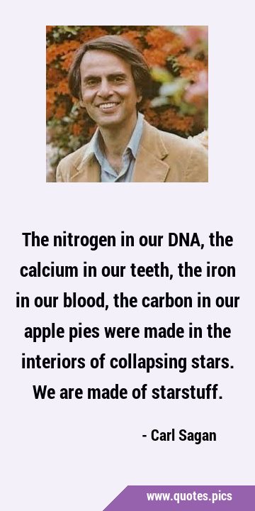 The nitrogen in our DNA, the calcium in our teeth, the iron in our blood, the carbon in our apple …
