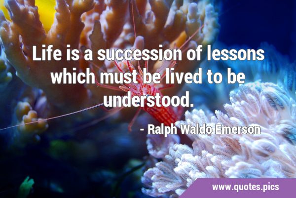 Life is a succession of lessons which must be lived to be …