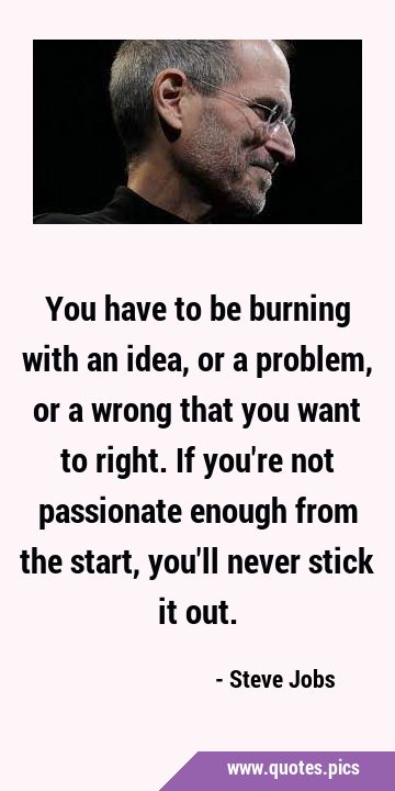 You have to be burning with an idea, or a problem, or a wrong that you want to right. If you