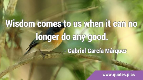 Wisdom comes to us when it can no longer do any …