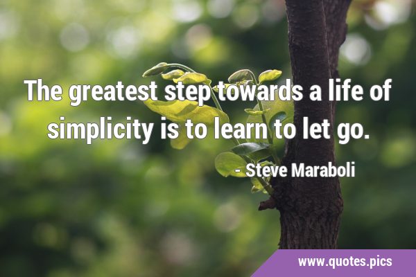 The greatest step towards a life of simplicity is to learn to let …