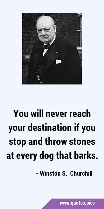 You will never reach your destination if you stop and throw stones at every dog that …