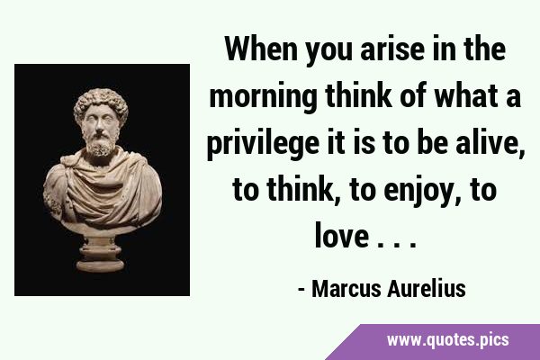 When you arise in the morning think of what a privilege it is to be alive, to think, to enjoy, to …