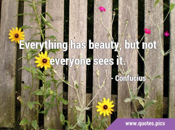 Everything has beauty, but not everyone sees …