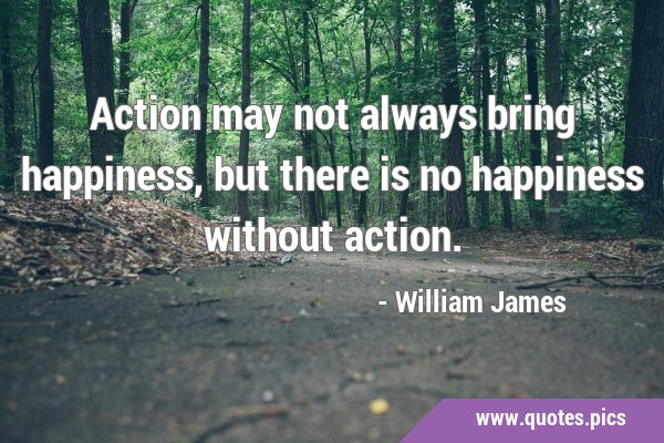 Action may not always bring happiness, but there is no happiness without …