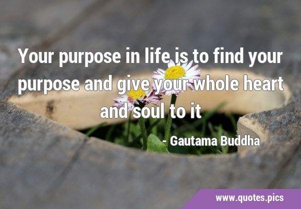 Your purpose in life is to find your purpose and give your whole heart and soul to …