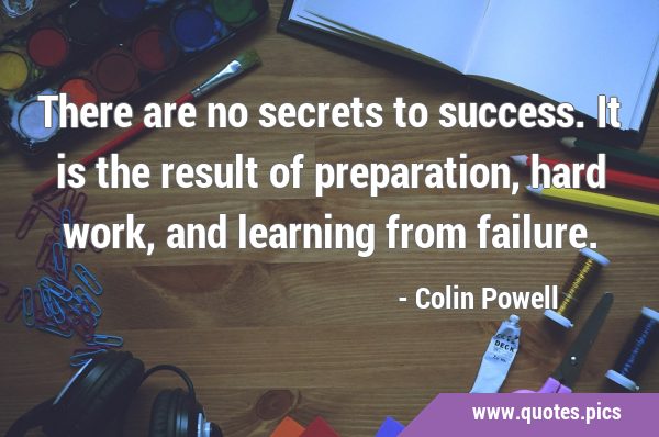 There are no secrets to success. It is the result of preparation, hard work, and learning from …