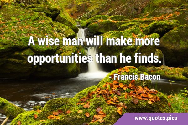 A wise man will make more opportunities than he …