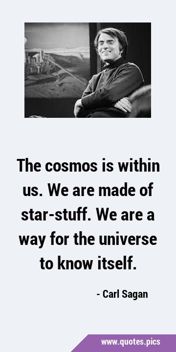 The cosmos is within us. We are made of star-stuff. We are a way for the universe to know …