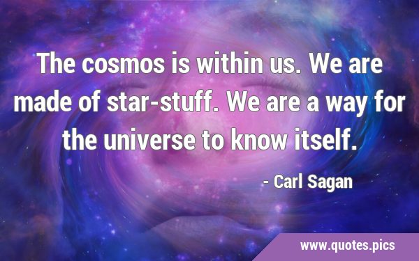 The cosmos is within us. We are made of star-stuff. We are a way for the universe to know …